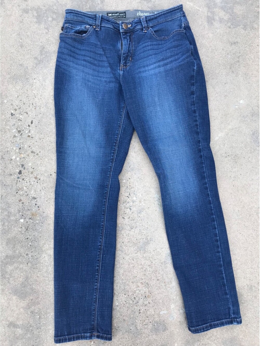 Lee Modern Series The Dream Jean Mid Rise Pull On Skinny Stretch Blue Jeans 14 M